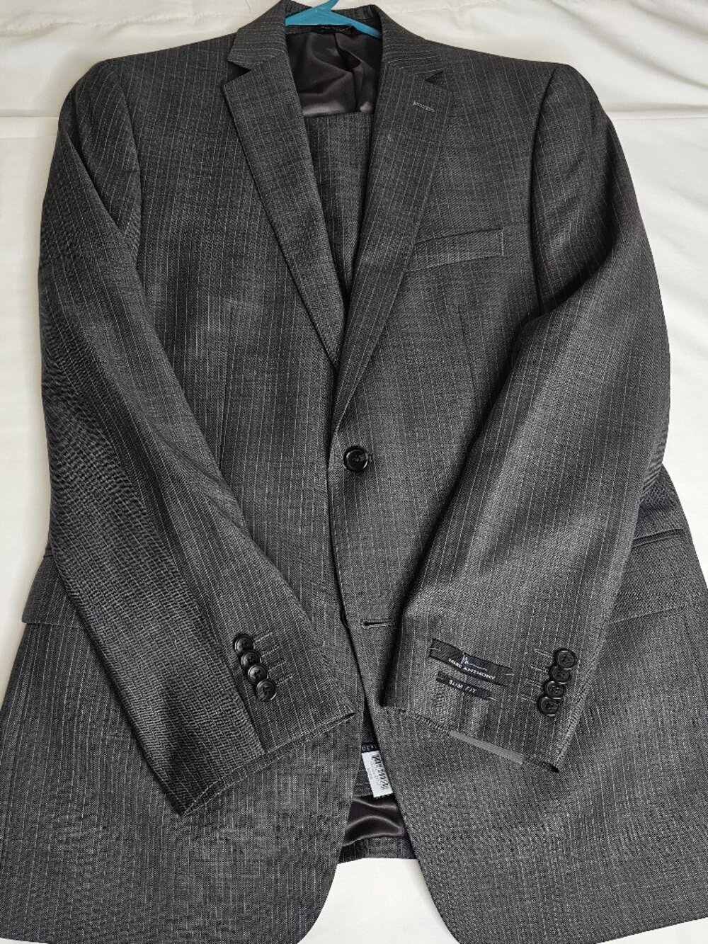 Marc Anthony Mens 2 Piece Slim Fit Suit Medium Grey Pinstripe 41R 33x30 NWT